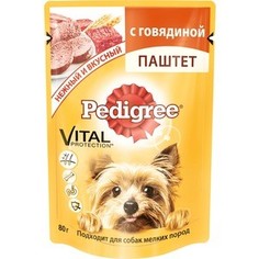 Паучи Pedigree Vital Protection паштет с говядиной для собак мелких пород 80г (10131648)
