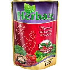 Паучи Herbax Мясное ассорти в соусе с листьями брусники для кошек 100г