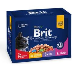 Паучи Brit Premium Cat Ассорти Семейное с говядиной, курицей, треской и лососем для кошек набор 12шт*100г (100313) Brit*