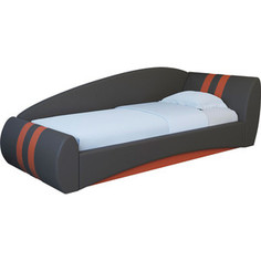 Кровать интерьерная Нижегородмебель и К Гольф 180 серый/оранжевый 80х180 подъемный ортопед левая