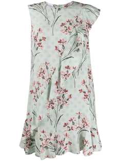 RED Valentino платье с оборками и цветочным принтом
