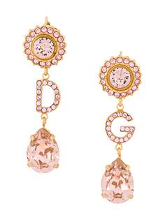 Dolce & Gabbana серьги-подвески с логотипом и кристаллами