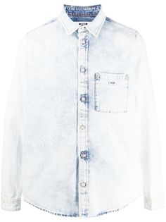 MSGM джинсовая рубашка с эффектом потертости
