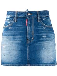 Dsquared2 джинсовая юбка с эффектом потертости