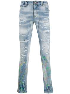 Philipp Plein джинсы кроя слим с эффектом потертости