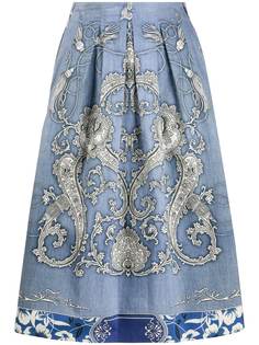 Etro плиссированная юбка с принтом пейсли