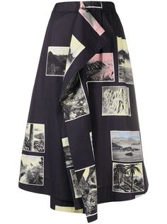 Cédric Charlier расклешенная юбка миди в технике пэчворк