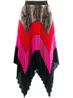 MSGM плиссированная юбка миди с асимметричным подолом