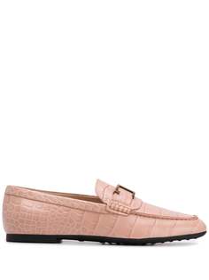 Tods лоферы с тиснением под кожу крокодила и металлическим логотипом Tod’S