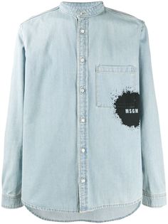 MSGM джинсовая рубашка с воротником-стойкой и логотипом