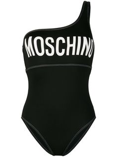 Moschino слитный купальник на одно плечо с логотипом