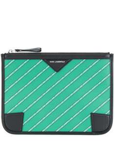 Karl Lagerfeld клатч в полоску с логотипом
