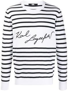 Karl Lagerfeld полосатый джемпер с вышитым логотипом