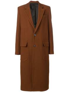 AMI Paris длинное пальто на пуговицах с накладными карманами
