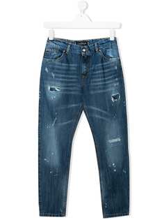 John Richmond Junior джинсы кроя слим с эффектом потертости