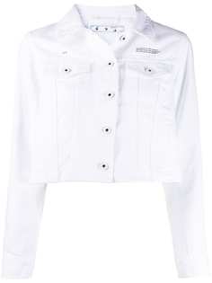 Off-White укороченная джинсовая куртка с логотипом