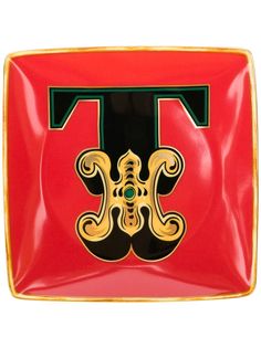 Versace тарелка Holiday Alphabet с принтом T