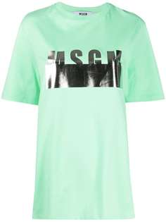 MSGM футболка с логотипом металлик