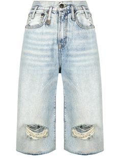R13 джинсовые шорты с прорезями