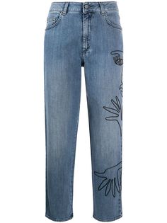 Moschino укороченные джинсы с вышивкой