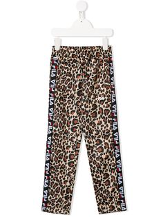 Fila Kids брюки с логотипами на лампасах и леопардовым принтом