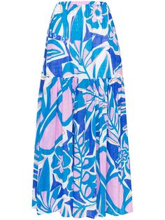 Emilio Pucci ярусная юбка макси с цветочным принтом