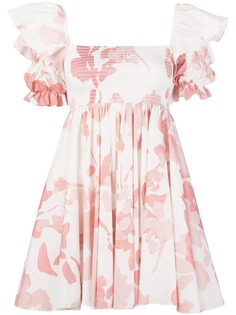 Caroline Constas плиссированное платье мини с цветочным принтом