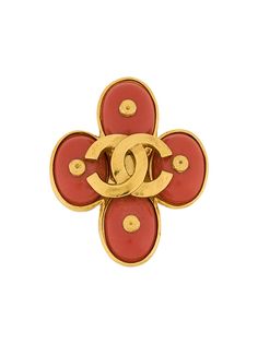 Chanel Pre-Owned брошь в виде цветка с логотипом CC