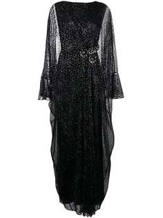 Talbot Runhof длинное платье из тюля с эффектом металлик