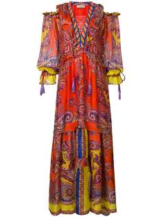 Etro расклешенное длинное платье с принтом