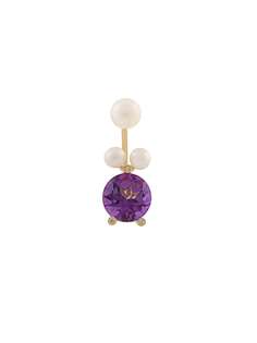 Delfina Delettrez золотое кольцо Magic Triangle Pearl Piercing с бриллиантами и жемчугом