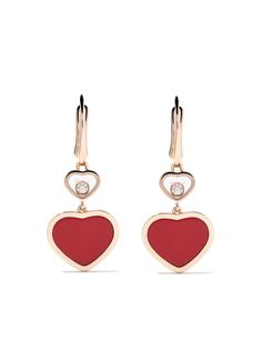 Chopard серьги-подвески Happy Hearts из розового золота с бриллиантами