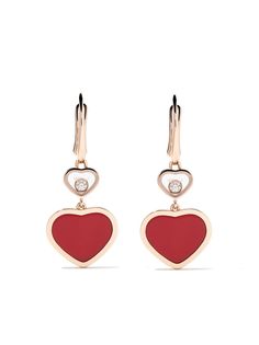 Chopard серьги-подвески Happy Hearts из розового золота с бриллиантами