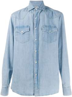 Brunello Cucinelli джинсовая рубашка с эффектом потертости