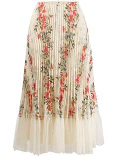 RED Valentino плиссированная юбка с цветочным принтом