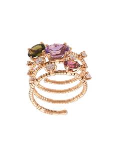 Mattia Cielo кольцо из розового золота с бриллиантами и турмалинами