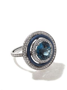 Victor Mayer "золотое кольцо с эмалью, бриллиантами и аквамарином"