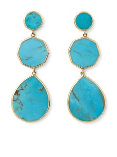 IPPOLITA серьги Polished Rock Candy Crazy 8 из желтого золота с бирюзой