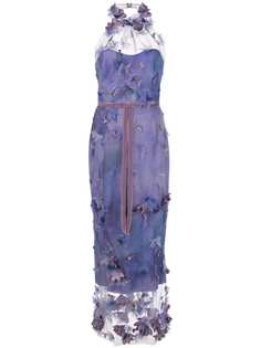 Marchesa Notte длинное платье с аппликацией