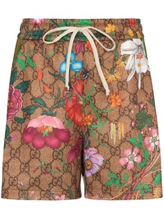 Gucci шорты с цветочным принтом и логотипом GG