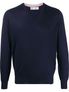 Brunello Cucinelli кашемировый джемпер с V-образным вырезом