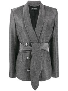 Balmain блейзер с вышивкой и эффектом металлик