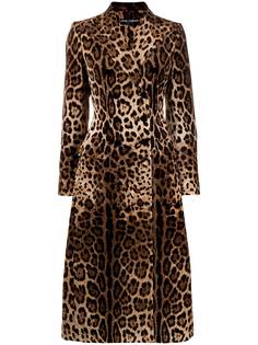 Dolce & Gabbana двубортное пальто с леопардовым принтом