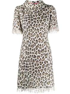 Blumarine приталенное платье с бахромой и леопардовым принтом