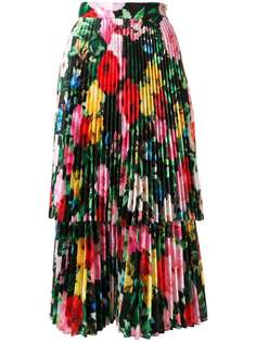 Richard Quinn многослойное платье миди с цветочным принтом