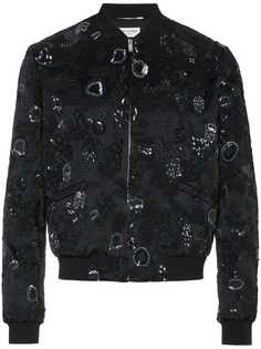Saint Laurent куртка-бомбер с вышивкой с пайетками