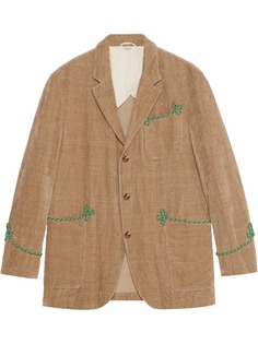 Gucci бархатный пиджак с вышивкой