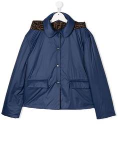Fendi Kids куртка-пуховик с узором FF на капюшоне