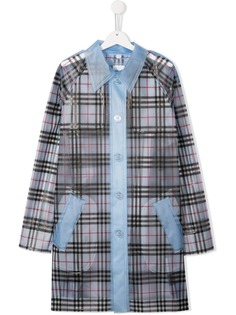 Burberry Kids парка средней длины в клетку