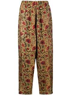 Uma Wang брюки с цветочной вышивкой и завышенной талией